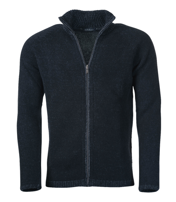 Wendbare Herren Strickjacke aus Merinowolle schwarz-anthrazit