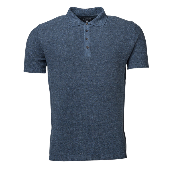 Strick Polo Emil Pique-Struktur blau