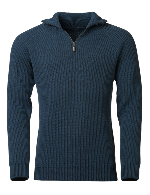 nachhaltiger Herren Troyer, Seemannstroyer mulesingfreie Merinowolle jeansblau