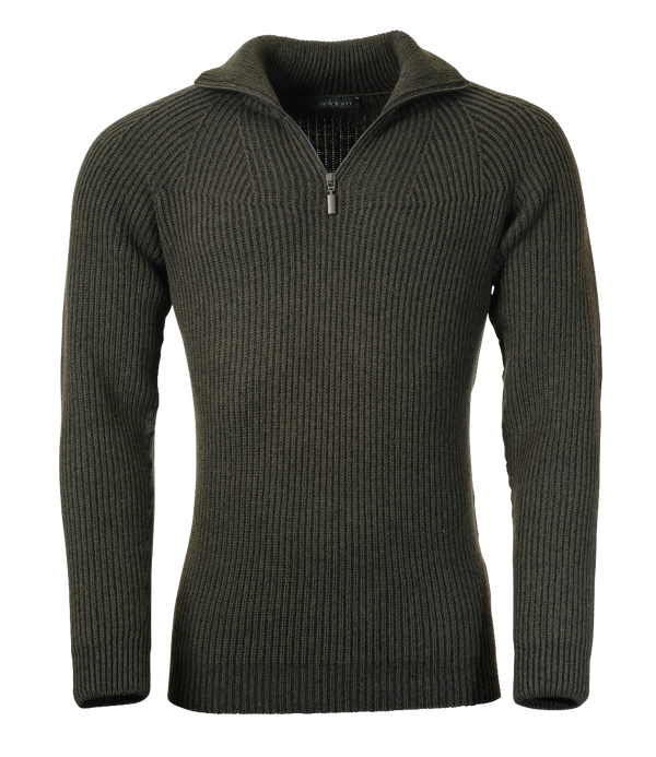 nachhaltiger Herren Troyer, Seemannstroyer mulesingfreie Merinowolle olive-marine