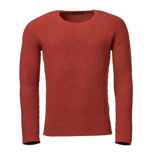 nachhaltiger Herren Strickpullover in Struktur in orange-rot