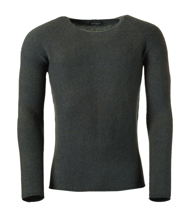 nachhaltiger Herren Strickpullover in Strukturolive-blau