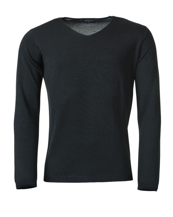 Herren V-Pullover aus Merinowolle mit Baumwolle marine