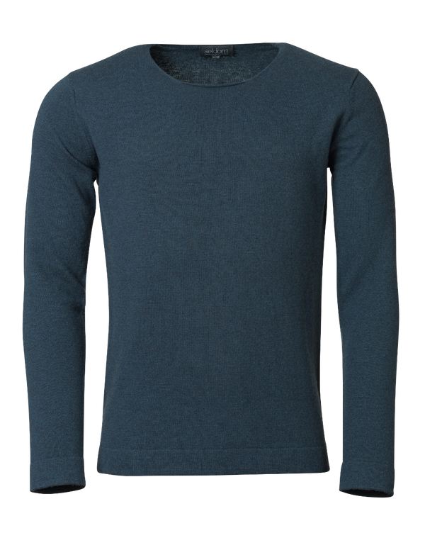 Herren Pullover aus Merinowolle in feinem Ringelmuster blau-dunkelblau