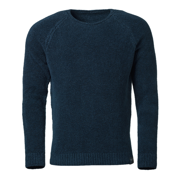 Herren Rundhals Pullover mit Leinen und Baumwolle - marine