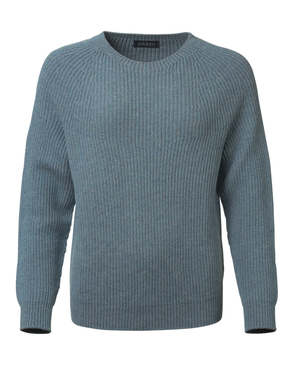 Damen Rundhalspullover Merinowolle azur blau