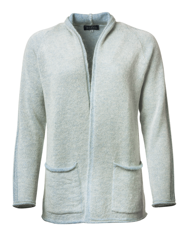 Maja - offener Mohair Cardigan Damen mit zwei Seitentaschen, hellblau