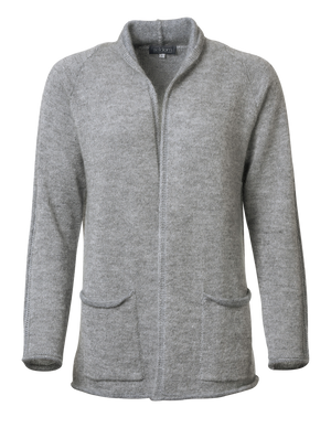 Maja - offener Mohair Cardigan Damen mit zwei Seitentaschen, grau