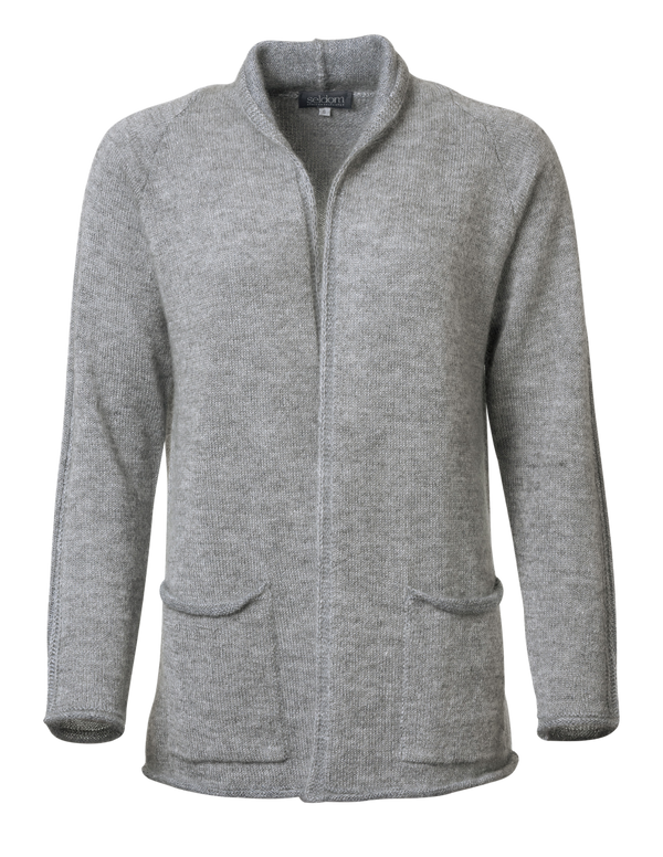 Maja - offener Mohair Cardigan Damen mit zwei Seitentaschen, grau