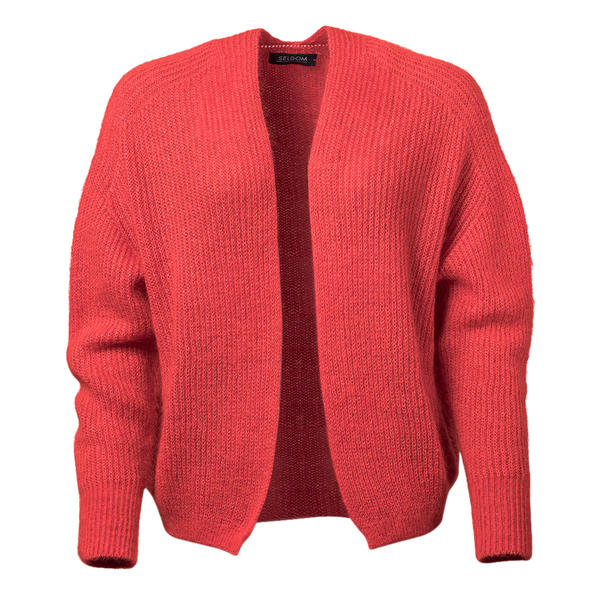 Roter Damen Strickcardigan aus Mohair Edelhaar Mix - made in Germany