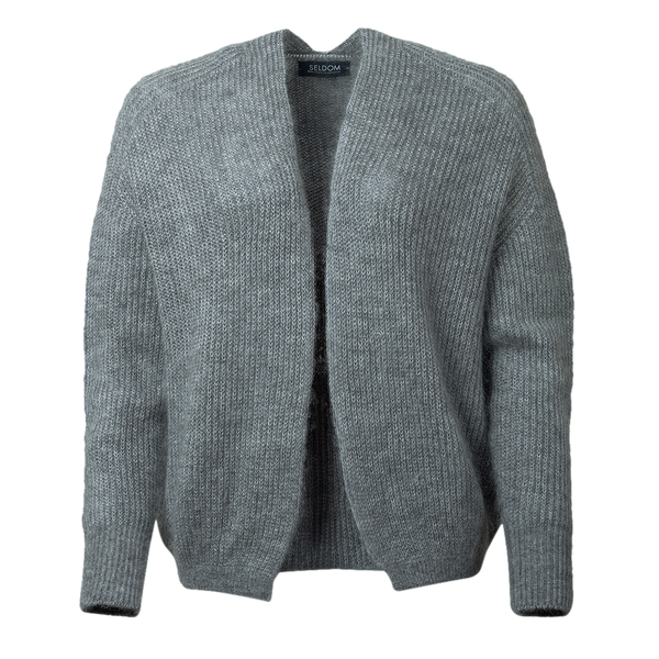 Grauer Damen Strickcardigan aus Mohair Edelhaar Mix - made in Germany