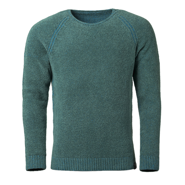 Herren Rundhals Pullover mit Leinen und Baumwolle - grün