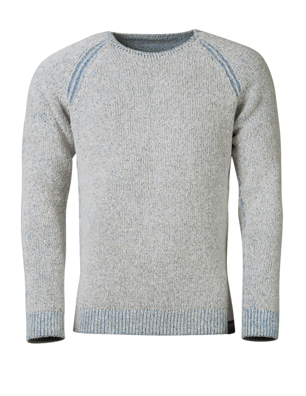 Herren Rundhals Pullover mit Leinen und Baumwolle beige-hellblau