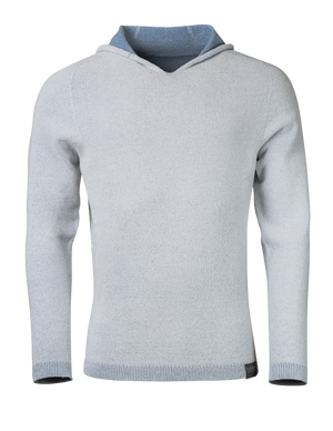 Herren Hoodie aus flauschiger Baumwolle - weiss-hellblau