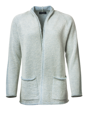 Maja - offener Mohair Cardigan Damen mit zwei Seitentaschen, grau